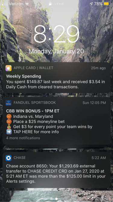 Other apps notifications in dark mode.