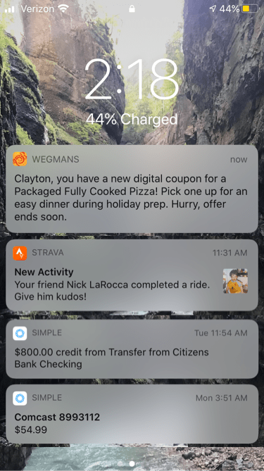 Other apps notifications in dark mode.